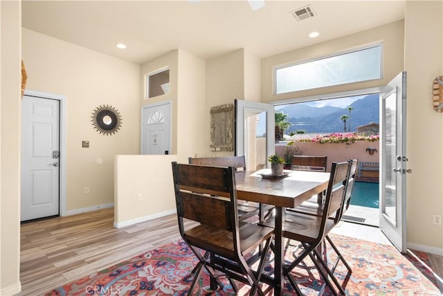 dining area featuring light hardwood / wood-style flooring