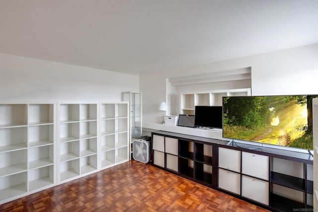 kitchen featuring parquet floors