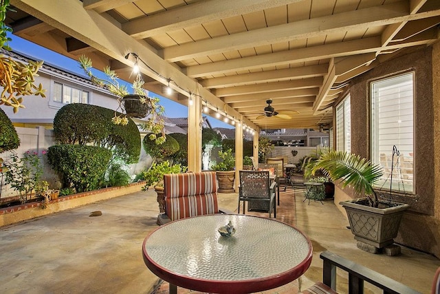 view of patio / terrace featuring ceiling fan