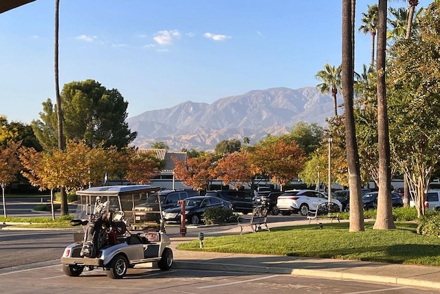 exterior space featuring a mountain view