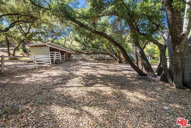 view of yard featuring an outbuilding