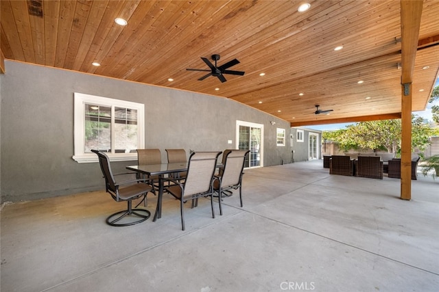 view of patio with outdoor lounge area and ceiling fan