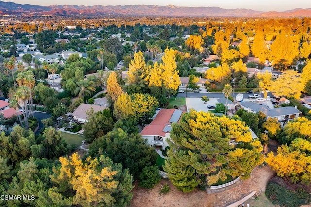 drone / aerial view with a mountain view