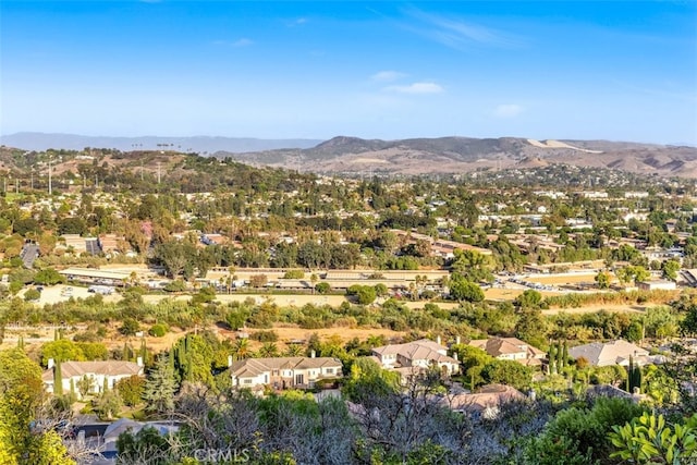 birds eye view of property with a mountain view