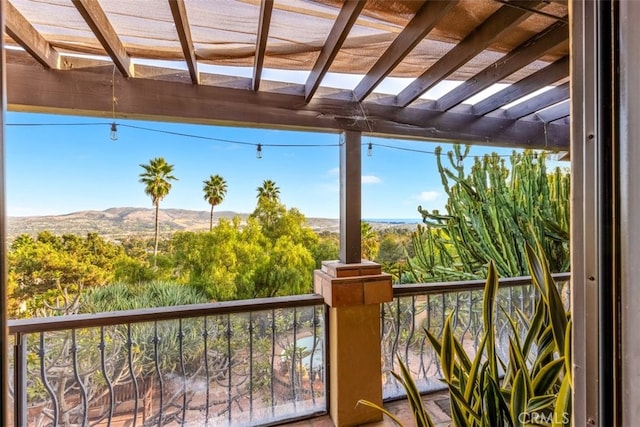 interior space featuring a mountain view