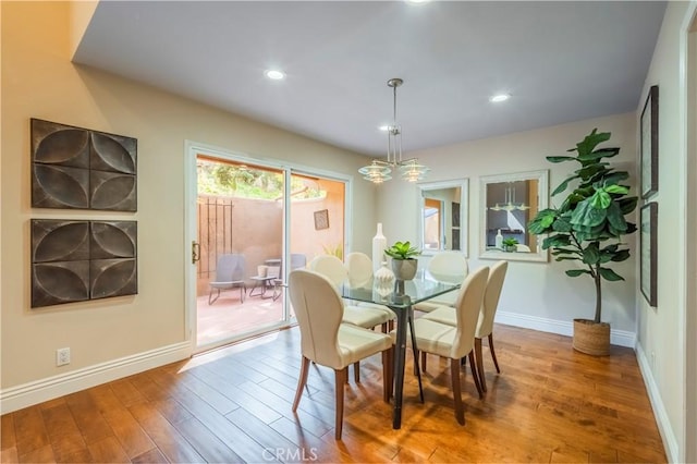 dining room with wood-type flooring