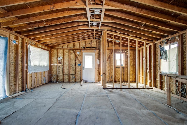 misc room featuring vaulted ceiling