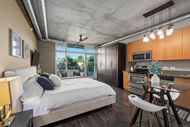 bedroom featuring dark wood-type flooring