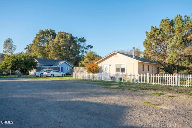 view of front facade featuring a fenced front yard