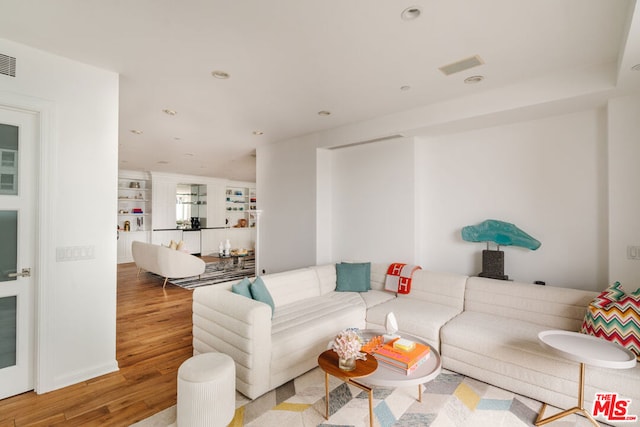 living room with light wood-type flooring