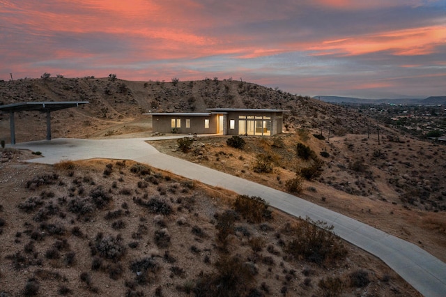 view of front of house with a mountain view