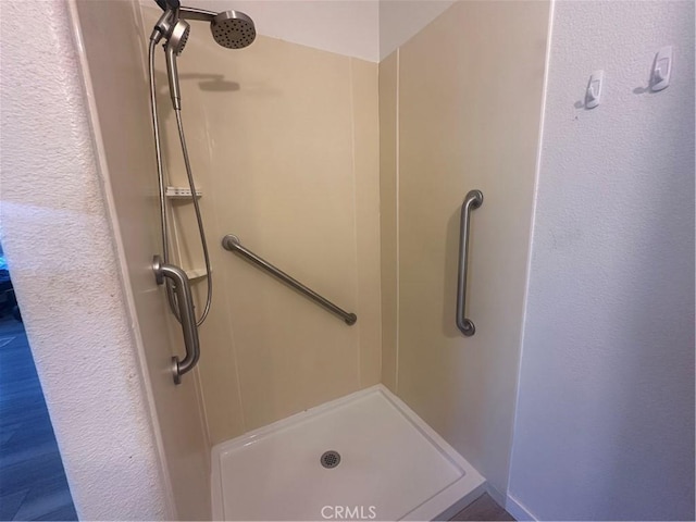 bathroom featuring a shower stall