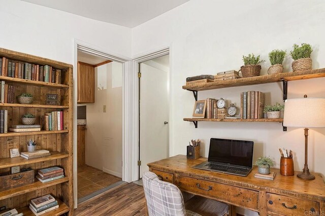 office area featuring hardwood / wood-style floors