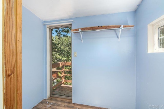 interior space featuring a healthy amount of sunlight and dark hardwood / wood-style flooring