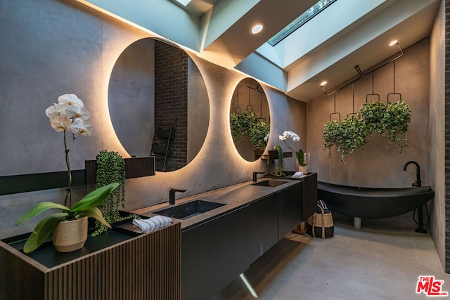 reception area featuring sink and a skylight