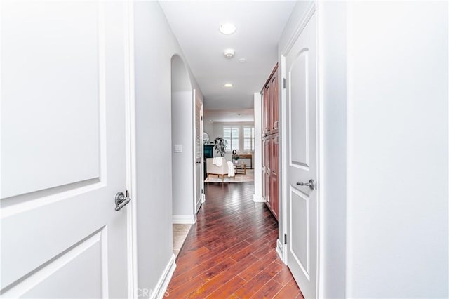 hall featuring dark hardwood / wood-style flooring