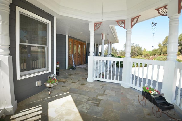 view of patio / terrace featuring covered porch