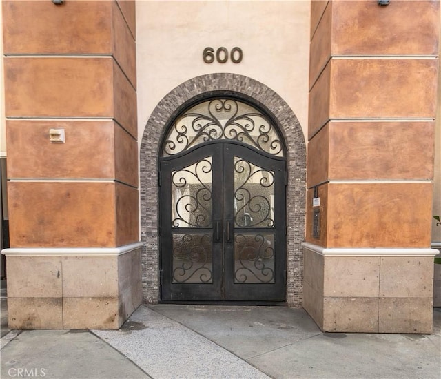 doorway to property with french doors