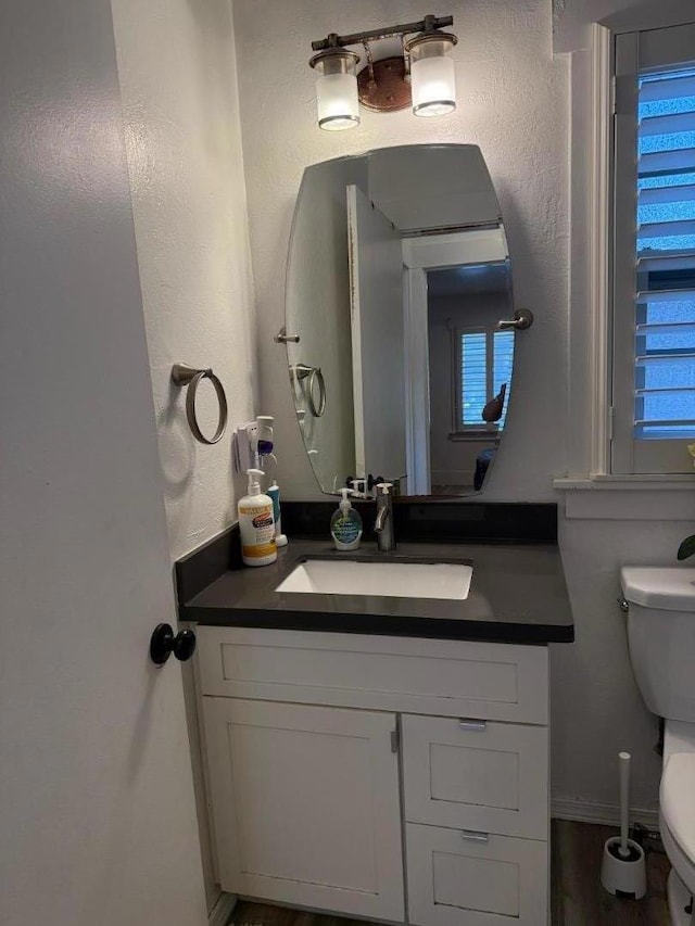 bathroom featuring toilet and vanity