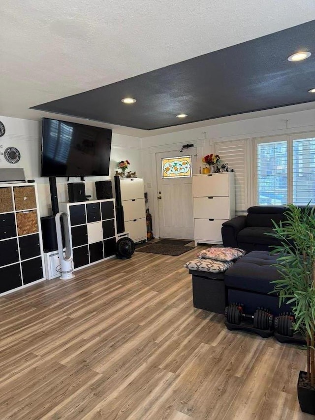 living room with wood-type flooring