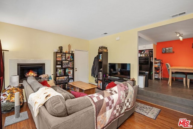 living room featuring wood-type flooring