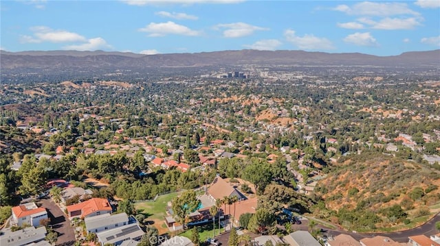 1169 Aztec, Topanga, CA 90290 - aerial view of property and surrounding area featuring mountains