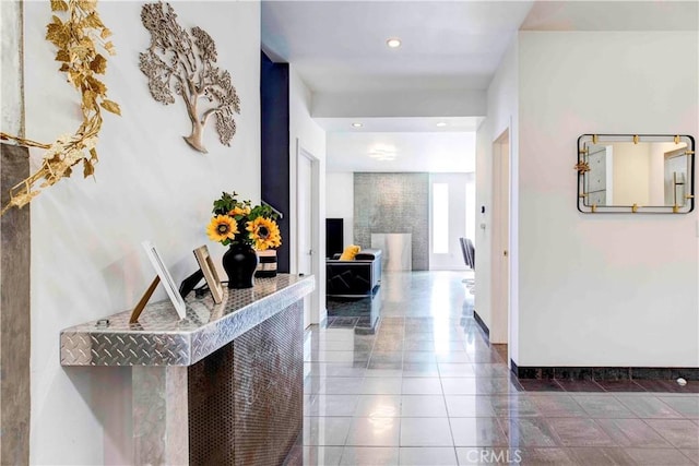 corridor featuring tile patterned floors