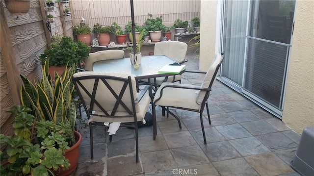 balcony with a patio area