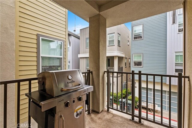 balcony featuring area for grilling