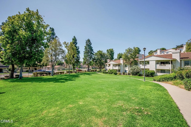 view of home's community with a yard