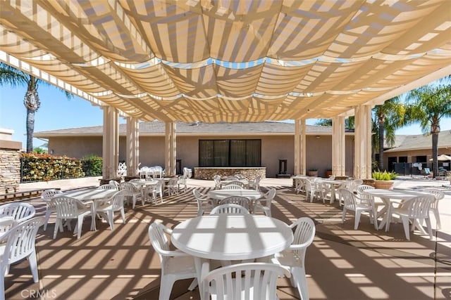 view of patio featuring a pergola