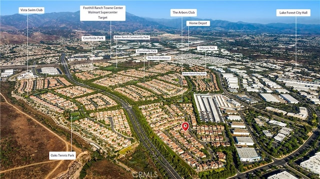 aerial view with a mountain view