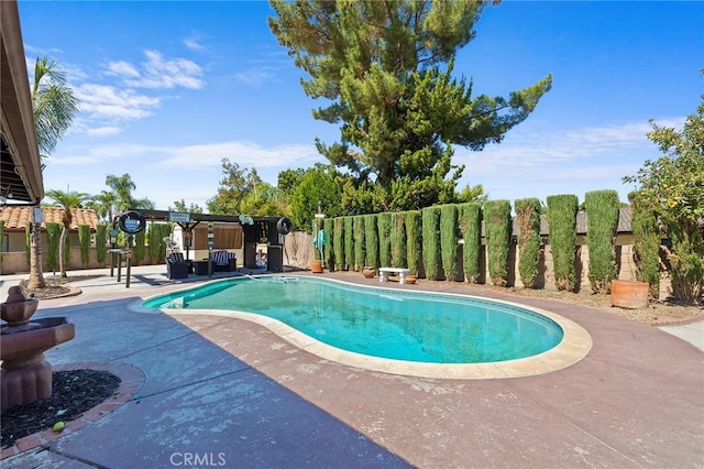 view of swimming pool featuring a patio