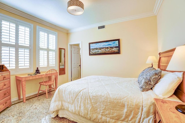 bedroom featuring crown molding