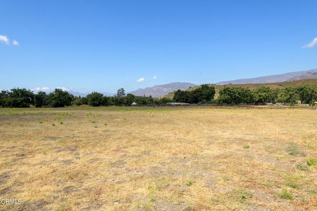 view of yard with a mountain view and a rural view