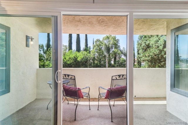 interior space featuring carpet