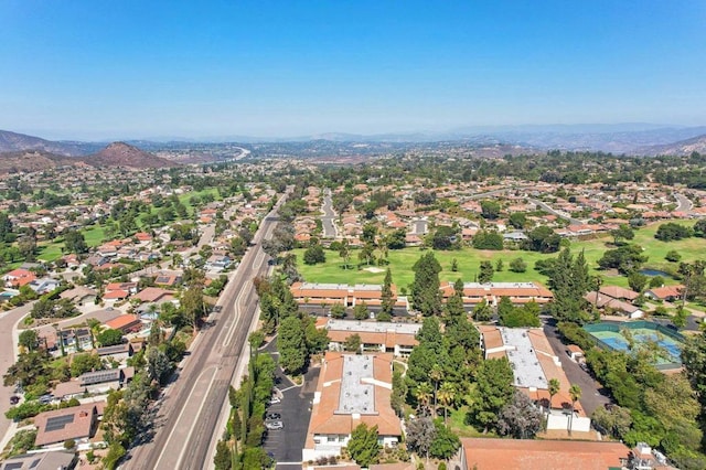 aerial view with a mountain view