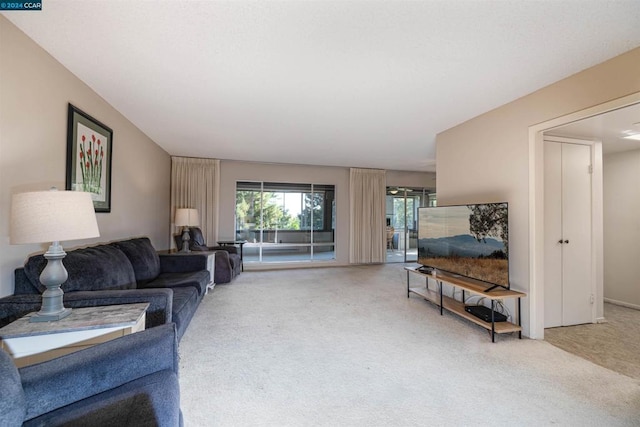 living room with carpet flooring