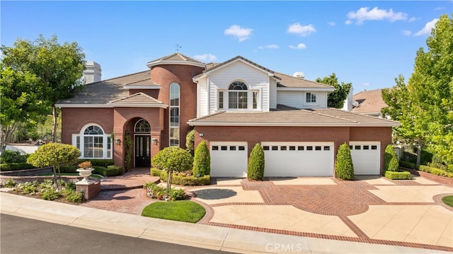 view of front property with a garage