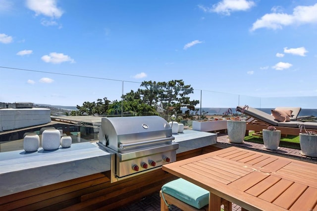 deck featuring grilling area