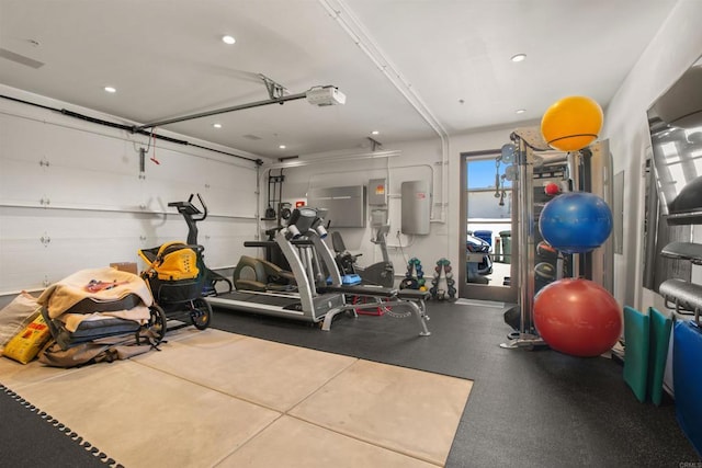 workout room with electric panel