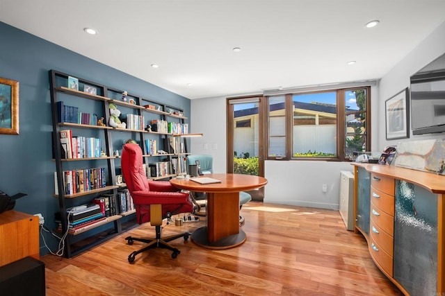 office featuring light wood-type flooring