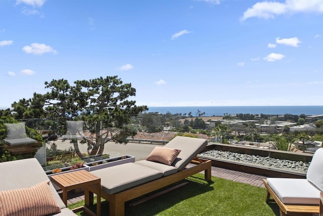 balcony with a water view