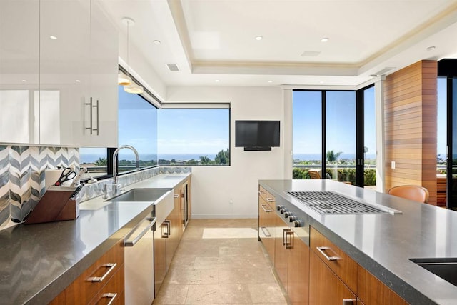 kitchen with white cabinetry, sink, a healthy amount of sunlight, and appliances with stainless steel finishes