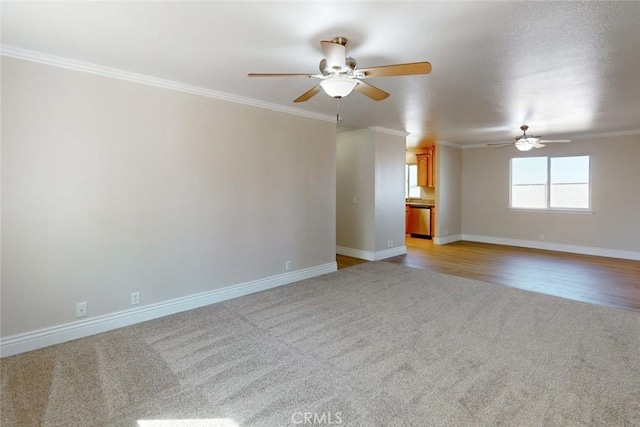 carpeted spare room with ornamental molding