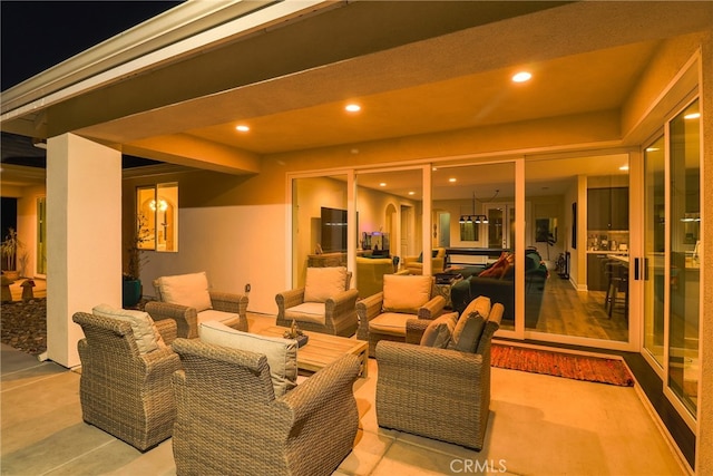 view of patio featuring an outdoor hangout area