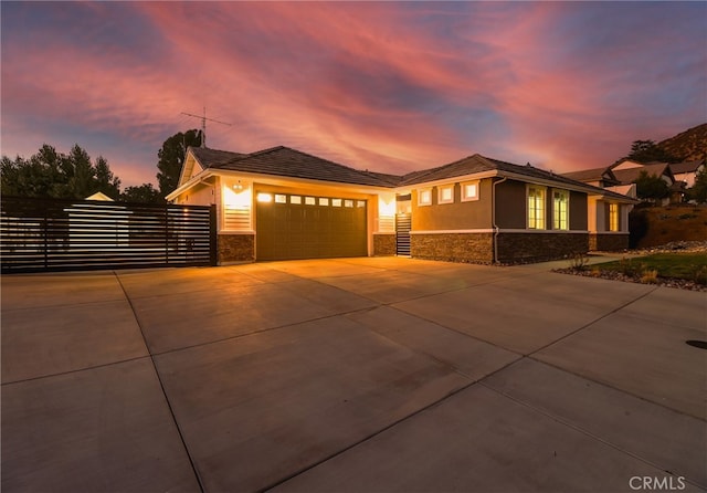 prairie-style house with a garage