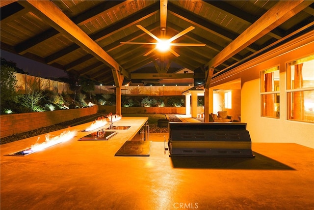 view of patio with a fire pit