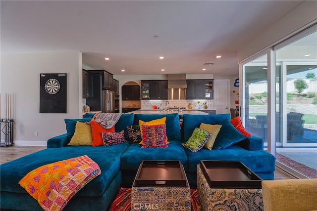 living room featuring light hardwood / wood-style floors