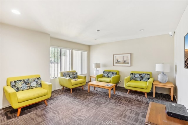 living room with carpet floors